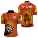Blisscorners Flaming Tiger Orange Pattern Dartboard Darts Shirt For Men - Custom Name LM1625