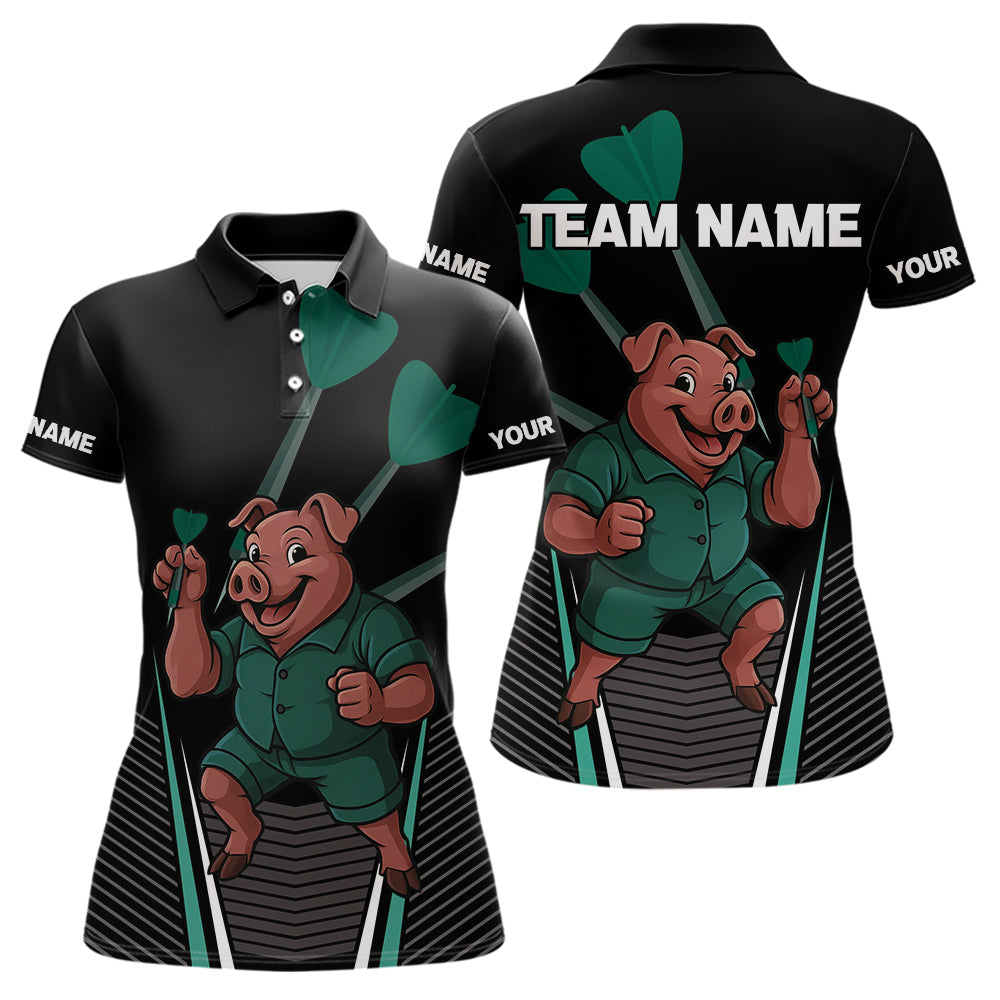 Blisscorners Darts Master Pig In Green Funny Darts Shirt For Men - Custom Team & Player Name LM1625