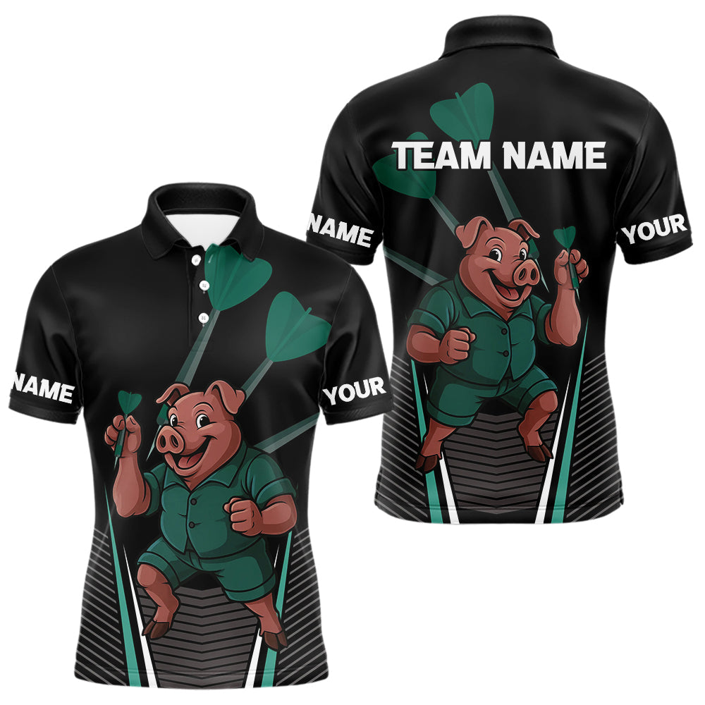 Blisscorners Darts Master Pig In Green Funny Darts Shirt For Men - Custom Team & Player Name LM1625