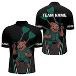 Blisscorners Darts Master Pig In Green Funny Darts Shirt For Men - Custom Team & Player Name LM1625