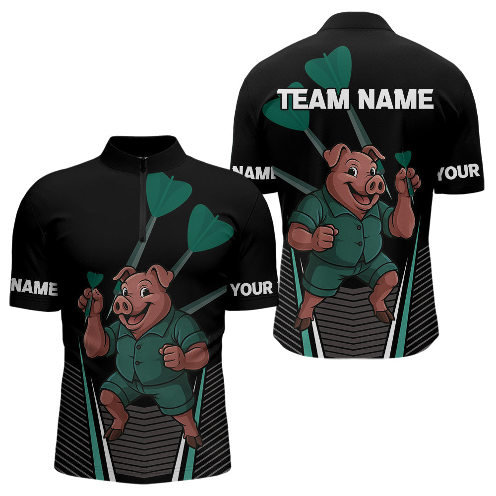 Blisscorners Darts Master Pig In Green Funny Darts Shirt For Men - Custom Team & Player Name LM1625