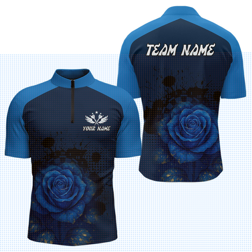 Blisscorners Dripping Dartboard & Navy Roses Darts Shirt For Men - Customizable Name & Team