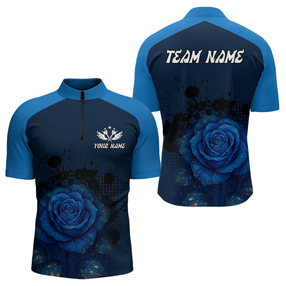 Blisscorners Dripping Dartboard & Navy Roses Darts Shirt For Men - Customizable Name & Team MT1006
