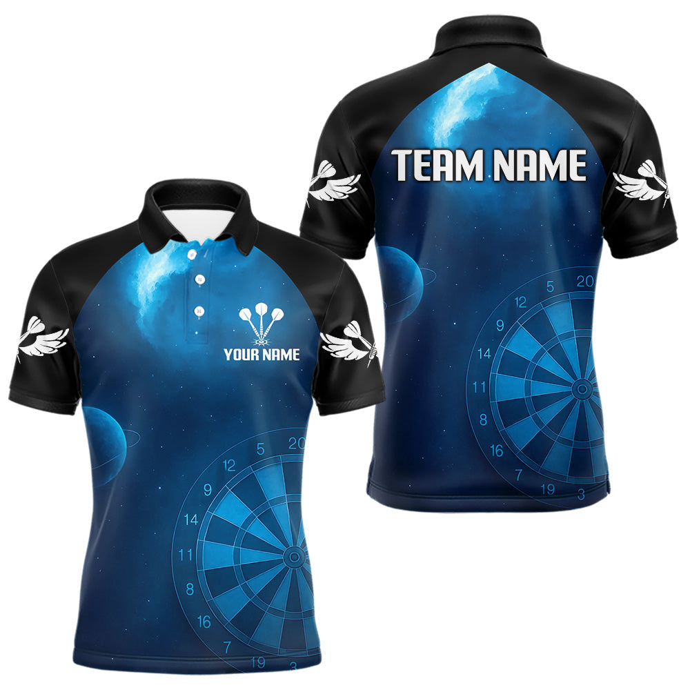 Blisscorners Galaxy-Themed Darts In Space Men's Darts Shirt - Custom Name For Dart Players