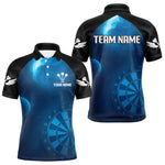 Blisscorners Galaxy-Themed Darts In Space Men's Darts Shirt - Custom Name For Dart Players