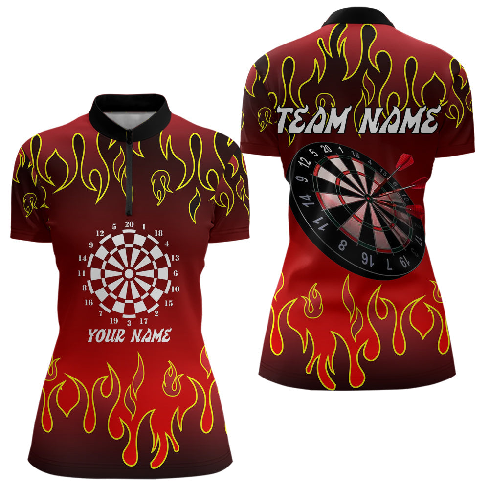Blisscorners Custom Flame Pattern Red Dartboard Flame Dart Shirt For Men, Dart Jerseys