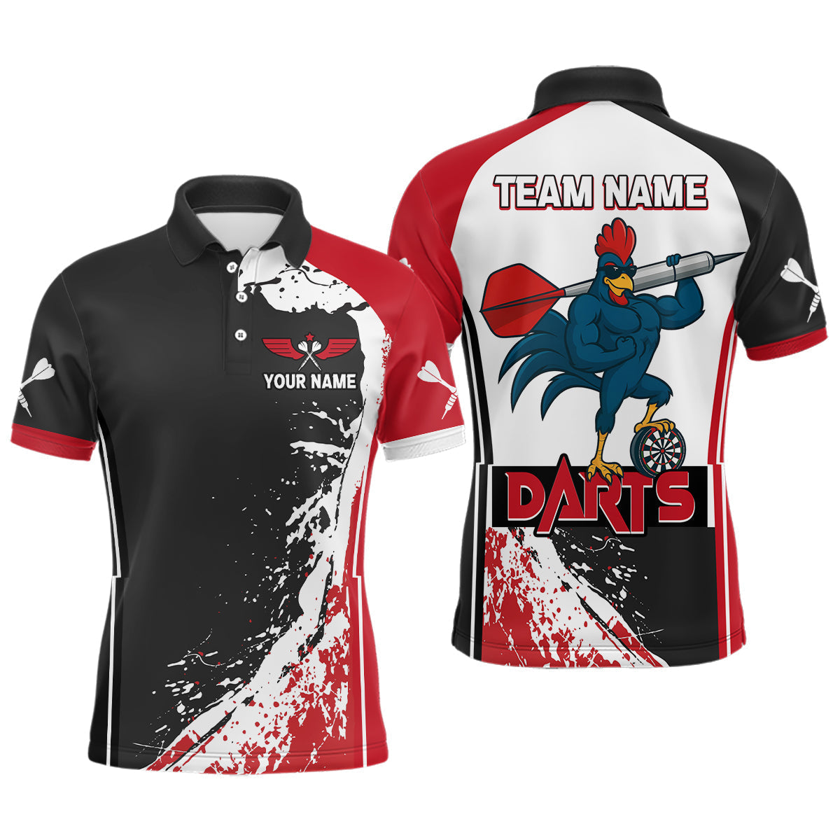 Blisscorners Fiery Rooster Fury Dart Arrow Men's Funny Darts Shirt - Custom Name For Darts Jersey MT1706
