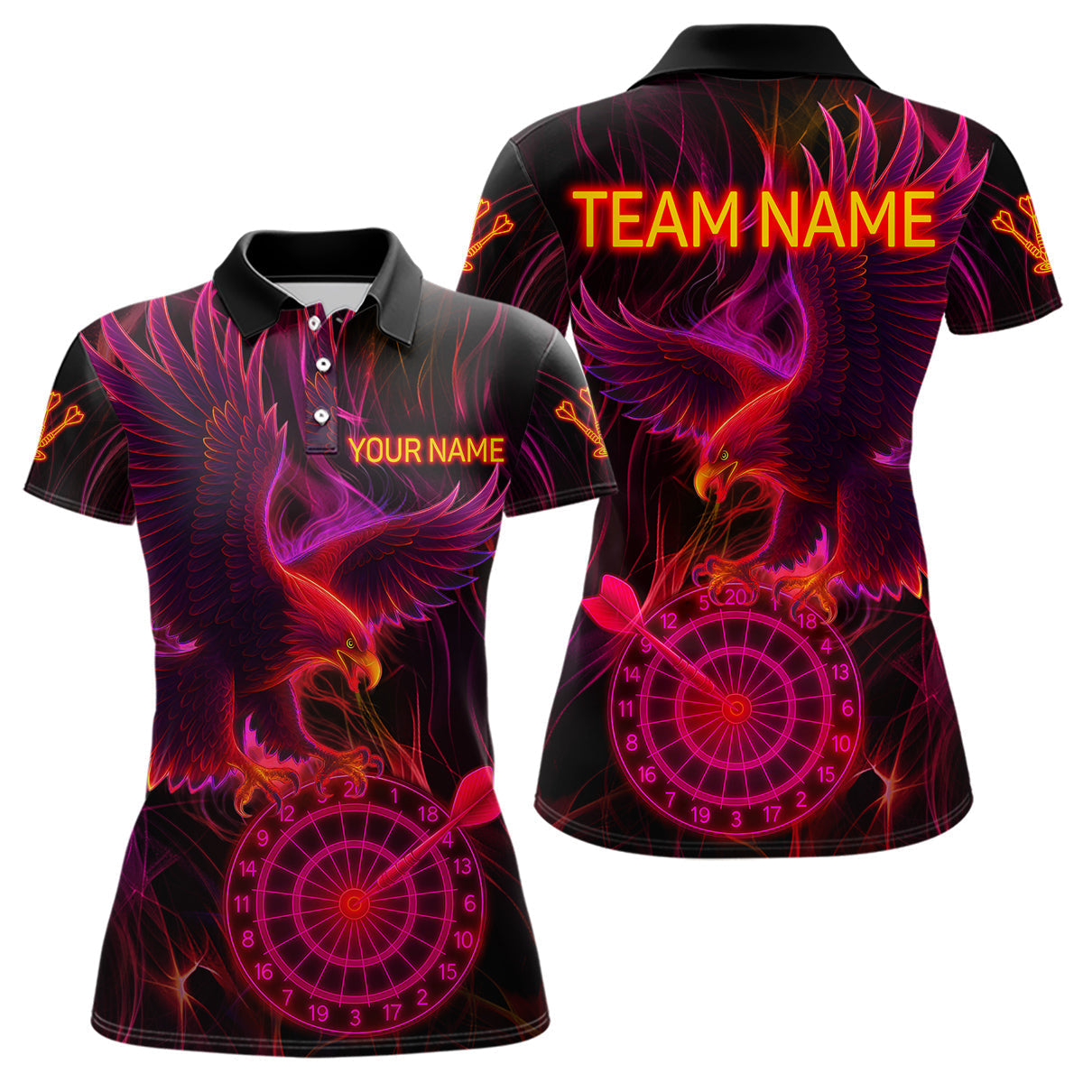 Blisscorners Purple Neon Eagle Dartboard Custom Darts Polo Shirt For Men - Darts Team Jersey LM1307