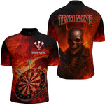 Blisscorners Flame Dartboard & Skull Flaming Darts Shirt For Men - Custom Dart Player Uniform LM2206