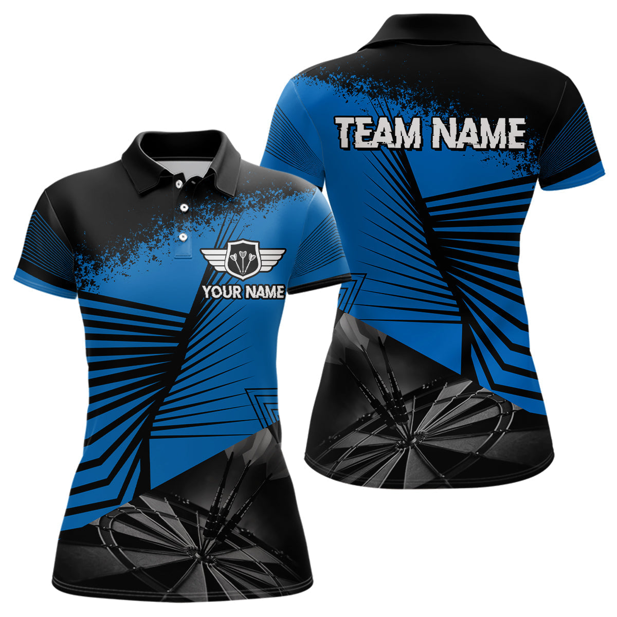 Blisscorners Custom Men's Darts Shirt With Silver Dart Arrows Hitting Dartboard, Darts Jersey
