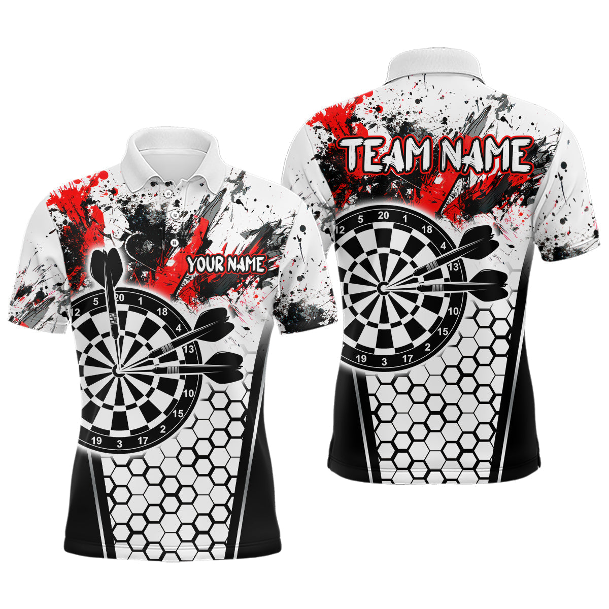 Maxxcorners Dartboard Halftone Hexagon Grunge Darts Shirt For Men - Personalized Name For Players MT0307