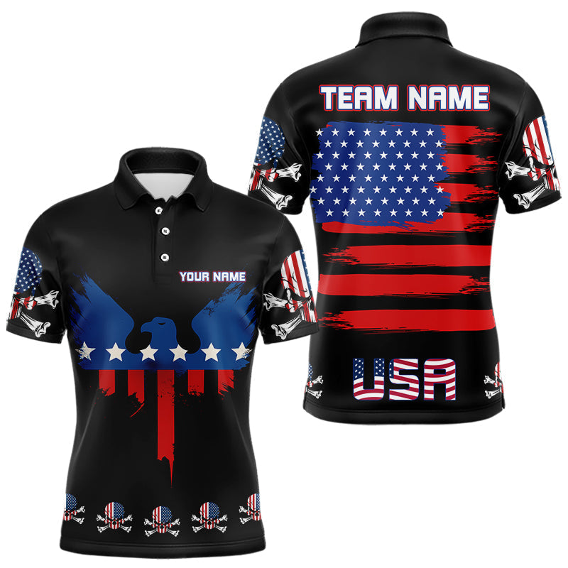 Maxxcorners US Flag Eagle & Skull Head Patriotic Darts Shirt For Men Custom Name For Darts Jersey MT0307