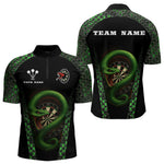 Blisscorners Fierce Green Serpent Dartboard Men's Darts Team Shirt - Custom Name For Players LM2206