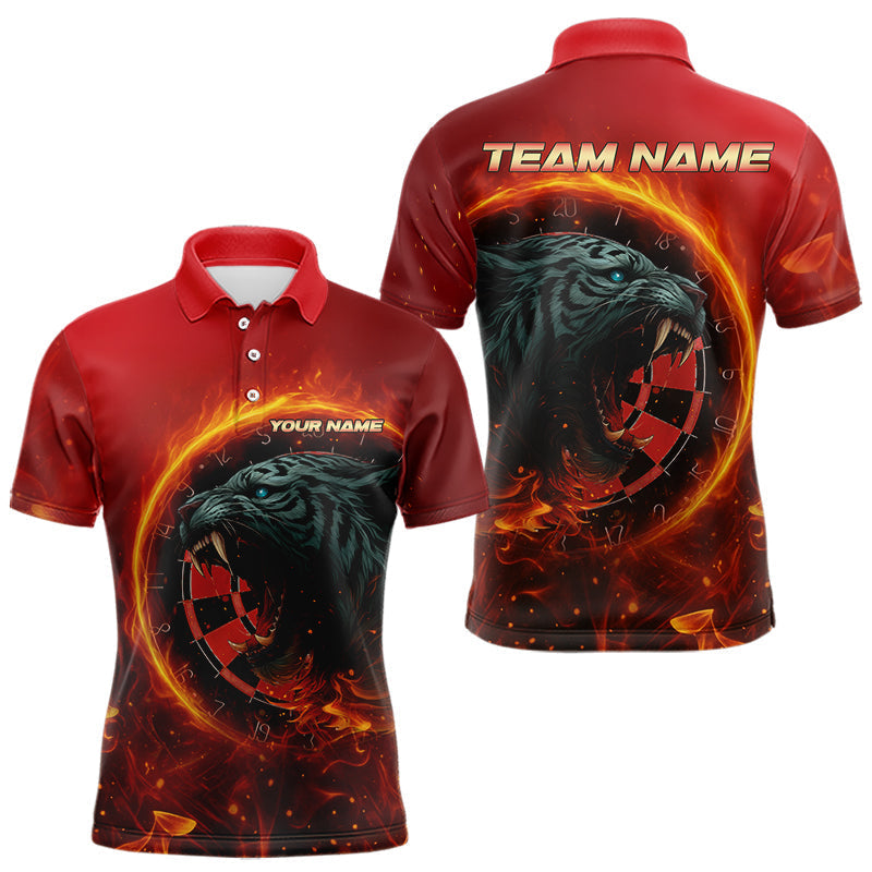 Blisscorners Panther Flaming Dartboard Custom Darts Polo Shirt For Men - Darts Team Jersey MT1007