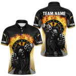Blisscorners Skeleton & Flame Dartboard Custom Darts Polo Shirt For Men - Darts Team Jersey MT1007