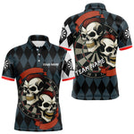 Blisscorners Red-Haired Skulls With Dartboard Men's Navy Darts Shirt - Custom Name For Players LM2206
