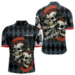 Blisscorners Red-Haired Skulls With Dartboard Men's Navy Darts Shirt - Custom Name For Players LM2206