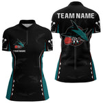 Blisscorners Azure Shark Holding Dart Arrow Darts Shirt For Men - Custom Dart Player Jersey MT2306