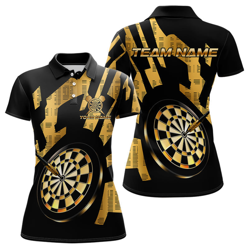 Blisscorners Gold Dartboard & Arrow Men's Darts Polo Shirt - Custom Name For Players LM1307