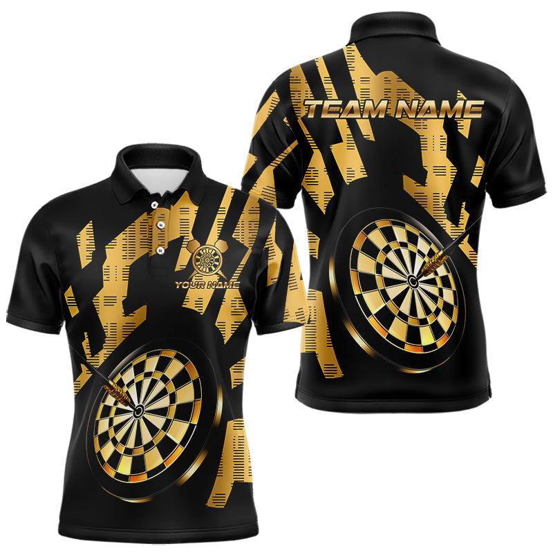Blisscorners Gold Dartboard & Arrow Men's Darts Polo Shirt - Custom Name For Players LM1307