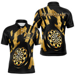 Blisscorners Gold Dartboard & Arrow Men's Darts Polo Shirt - Custom Name For Players LM1307