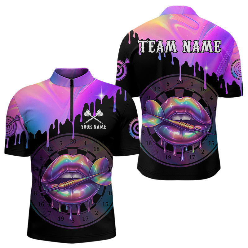 Blisscorners Galaxy Dripping Dart Arrow Men's Darts Polo Shirt - Custom Name For Players LM1307
