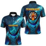 Blisscorners Lightning Turquoise Flame Hand & Darts Men's Darts Shirt - Custom Name For Players MT2306