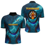 Blisscorners Lightning Turquoise Flame Hand & Darts Men's Darts Shirt - Custom Name For Players MT2306