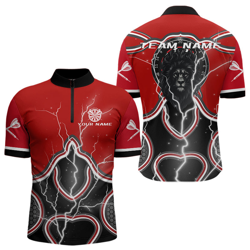 Blisscorners Lightning Dark Lion Dartboard Red Darts Shirt For Men - Custom Name For Players MT2306