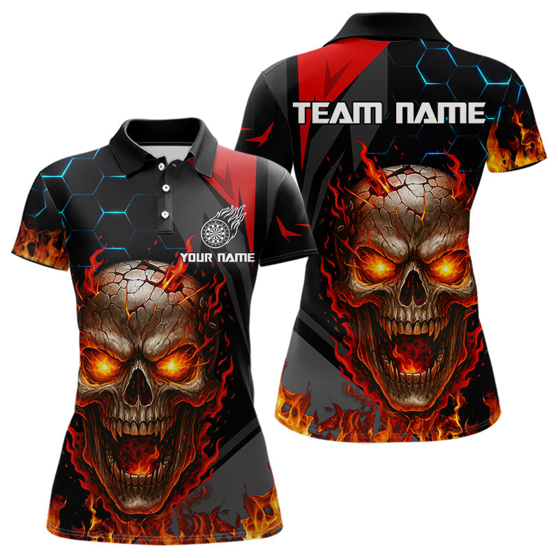 Blisscorners Flaming Skull Dartboard Red Black Darts Shirt For Men - Custom Name For Players MT2306