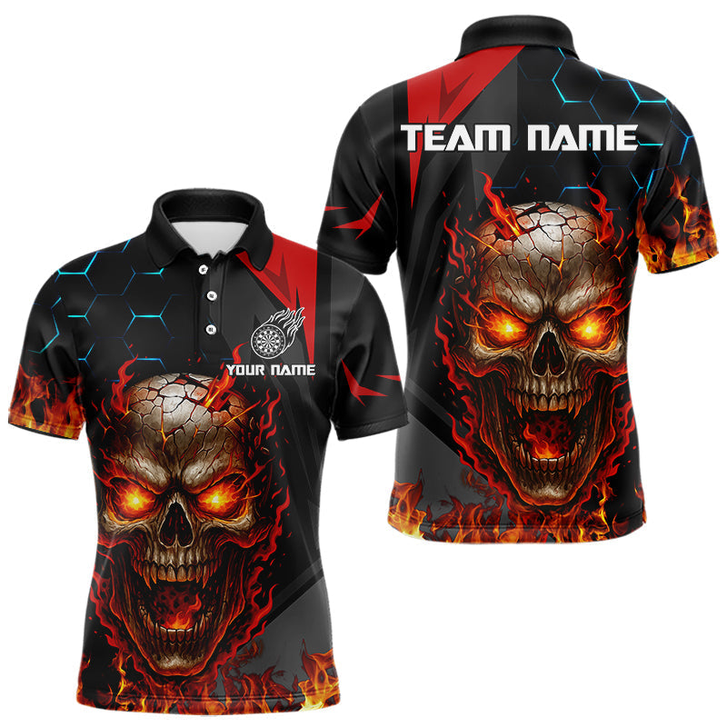 Blisscorners Flaming Skull Dartboard Red Black Darts Shirt For Men - Custom Name For Players MT2306