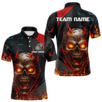 Blisscorners Flaming Skull Dartboard Red Black Darts Shirt For Men - Custom Name For Players MT2306
