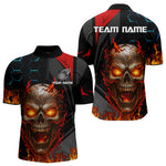 Blisscorners Flaming Skull Dartboard Red Black Darts Shirt For Men - Custom Name For Players MT2306