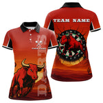 Blisscorners Red Rampage Bull & Cracked Dartboard Men's Darts Shirt - Custom Name For Players MT2306
