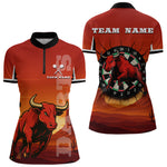 Blisscorners Red Rampage Bull & Cracked Dartboard Men's Darts Shirt - Custom Name For Players MT2306