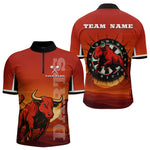 Blisscorners Red Rampage Bull & Cracked Dartboard Men's Darts Shirt - Custom Name For Players MT2306
