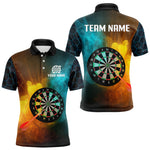 Blisscorners Turquoise & Yellow Smoke Dartboard Darts Shirt For Men - Custom Name & Team Jersey LM3006