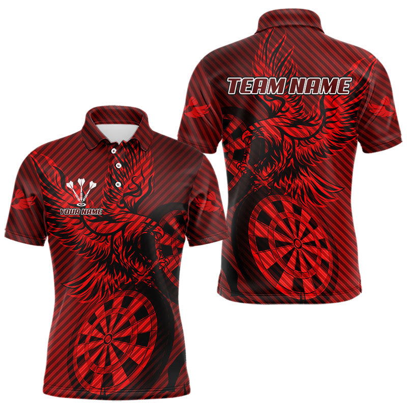 Blisscorners Custom Eagle & Dartboard Red Stripes Dart Polo Shirts For Men, Dart Team Jerseys LM2007