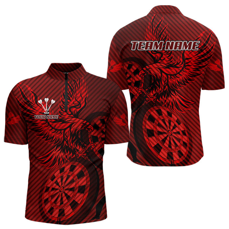 Blisscorners Custom Eagle & Dartboard Red Stripes Dart Polo Shirts For Men, Dart Team Jerseys LM2007