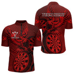 Blisscorners Custom Eagle & Dartboard Red Stripes Dart Polo Shirts For Men, Dart Team Jerseys LM2007
