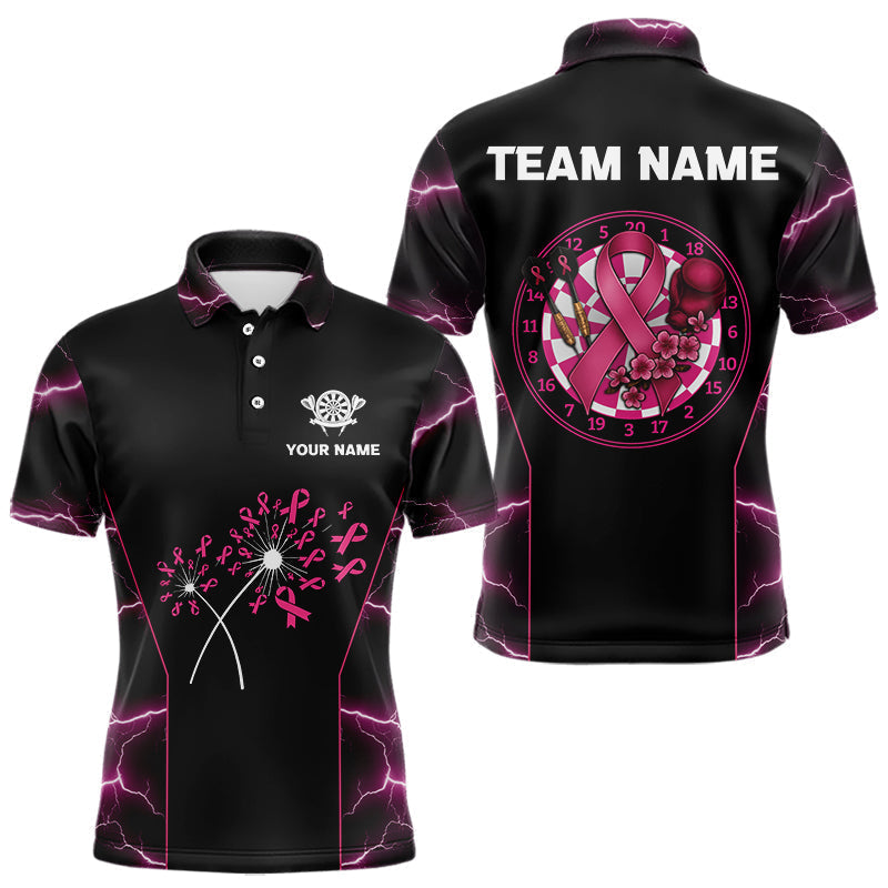 Blisscorners Lightning Pink Ribbons Dartboard Darts Shirt For Men - Custom Name & Team Jersey LM3006