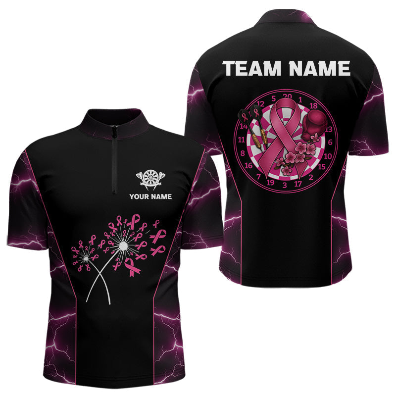 Blisscorners Lightning Pink Ribbons Dartboard Darts Shirt For Men - Custom Name & Team Jersey LM3006