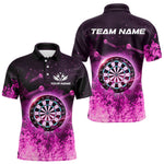 Blisscorners Personalized Pink Flame Dartboard Custom Dart Polo Shirts For Men, Dart Team Jerseys LM2007