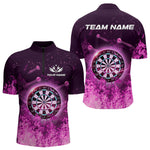 Blisscorners Personalized Pink Flame Dartboard Custom Dart Polo Shirts For Men, Dart Team Jerseys LM2007