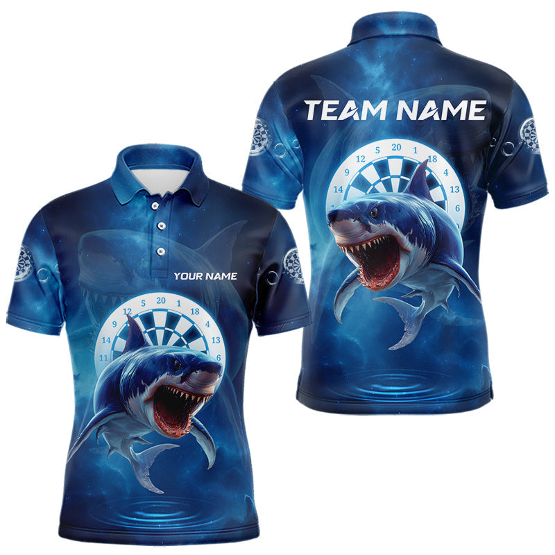 Blisscorners Personalized Fishing Shark & Dartboard Custom Dart Polo Shirts For Men, Dart Jerseys LM2007