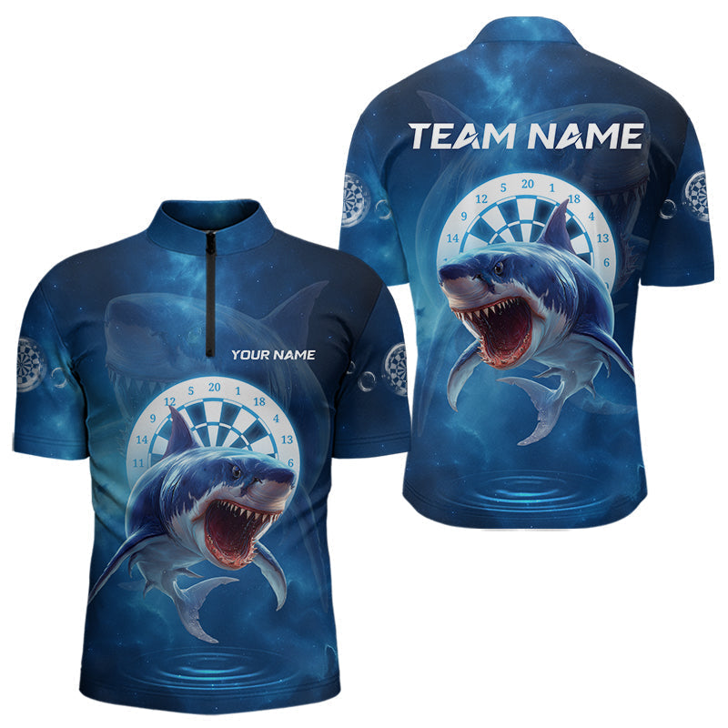 Blisscorners Personalized Fishing Shark & Dartboard Custom Dart Polo Shirts For Men, Dart Jerseys LM2007