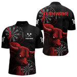 Blisscorners Red Ferocious Bull Grunge Dartboard Darts Shirt For Men - Custom Name & Team Jersey LM3006
