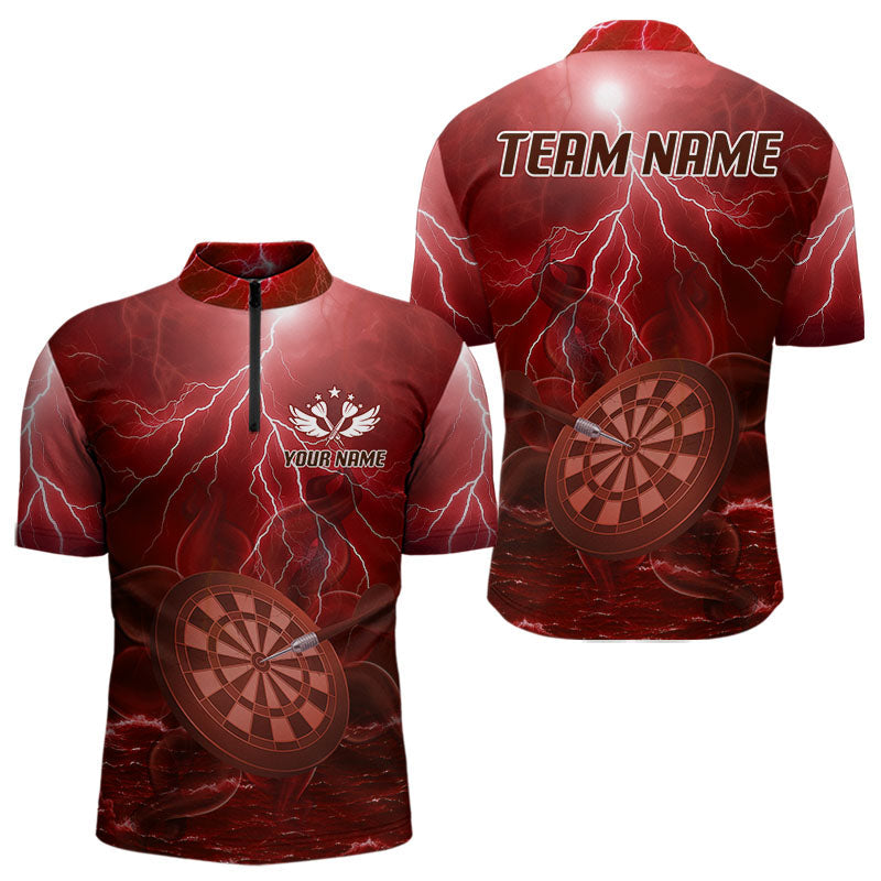 Blisscorners Thunder Dartboard In The Ocean Red Darts Shirt For Men - Custom Name & Team LM3006