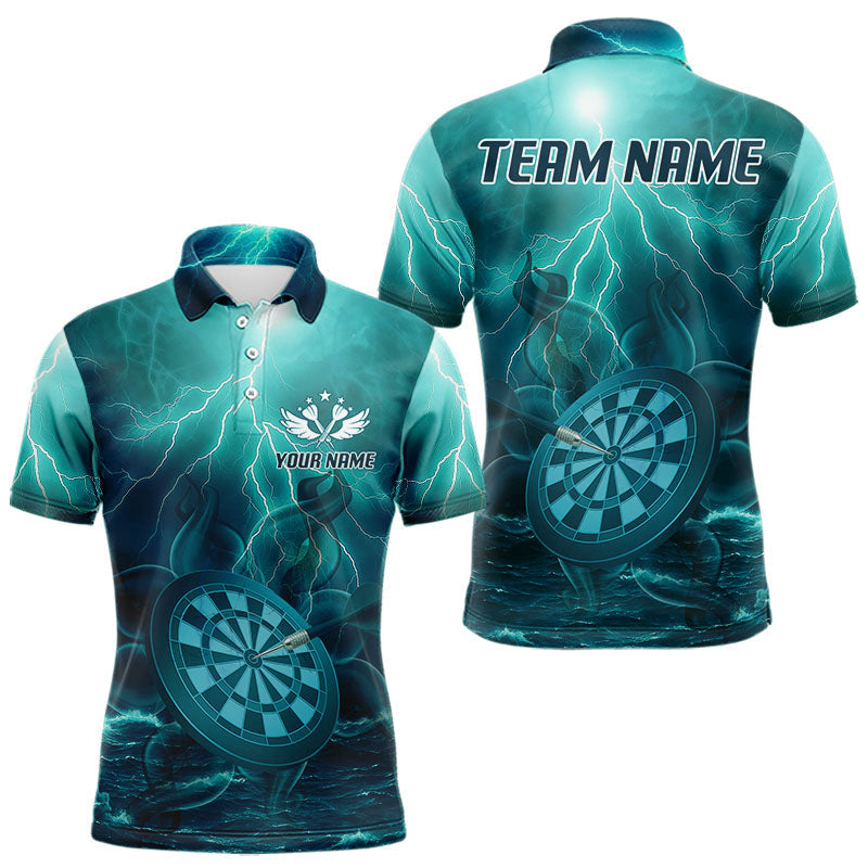 Blisscorners Thunder Dartboard In The Ocean Turquoise Darts Shirt For Men - Custom Name & Team LM3006