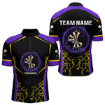 Blisscorners Yellow And Purple Lightning Scratched Dartboard Darts Shirt For Men - Custom Name LM1625